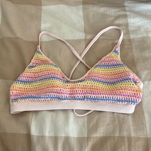 Xhilaration Crochet Rainbow Stripe Bikini Swim Bathing Suit Top